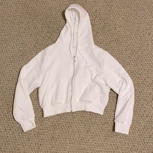 white zip up hoodie